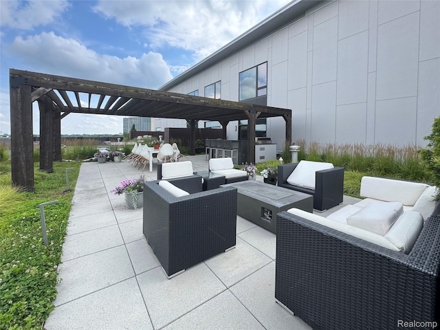 750 Forest Ave Unit 202, Birmingham, MI 48009 - view of patio featuring outdoor lounge area, an outdoor kitchen, and a pergola