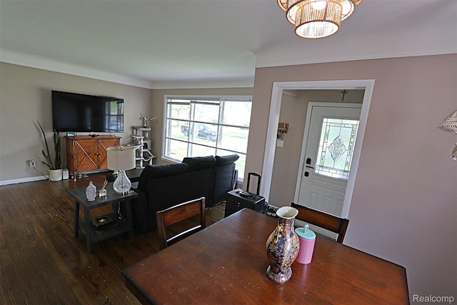 24271 Westhampton St, Oak Park, MI 48237 - dining area featuring wood finished floors and a chandelier