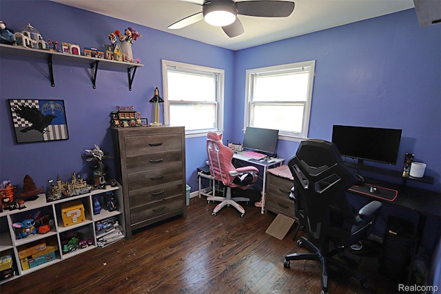24271 Westhampton St, Oak Park, MI 48237 - office featuring hardwood / wood-style flooring and a ceiling fan