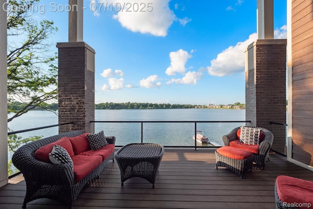 1760 Hamilton Dr, Bloomfield Hills, MI 48302 - wooden deck featuring a water view and outdoor lounge area