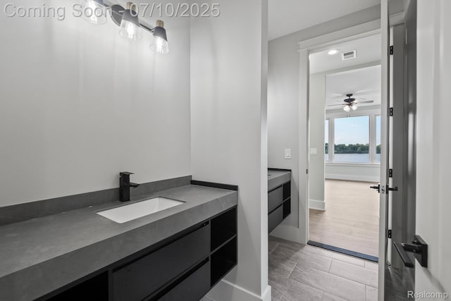 1760 Hamilton Dr, Bloomfield Hills, MI 48302 - bathroom with vanity and ceiling fan