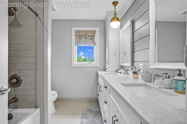 2545 Hartun Dr, Brighton, MI 48114 - full bathroom featuring double vanity and bathing tub / shower combination