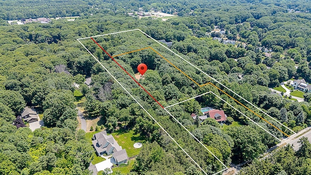 295 N Lakeshore Dr, Holland, MI 49424 - aerial view of property and surrounding area with property parcel outlined and a heavily wooded area
