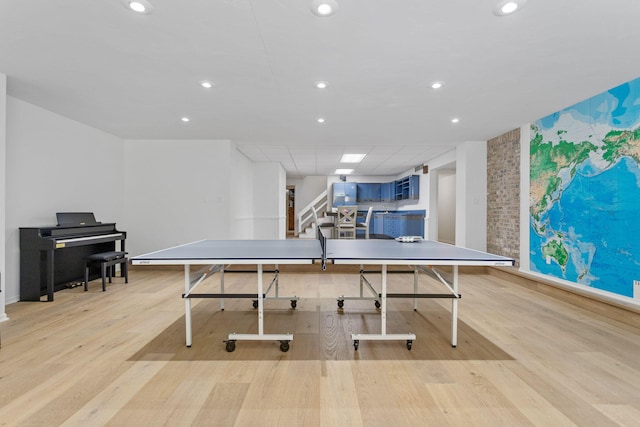 295 N Lakeshore Dr, Holland, MI 49424 - rec room featuring wood finished floors and recessed lighting