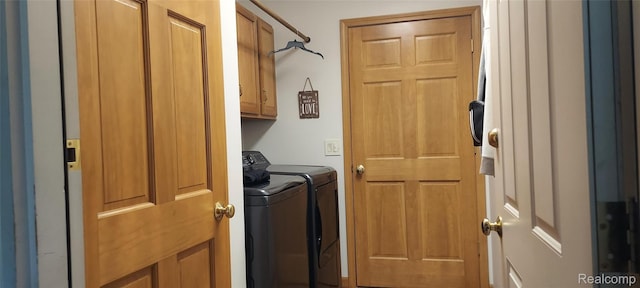 15203 Woodpine Dr, Monroe, MI 48161 - laundry area with cabinet space and washing machine and clothes dryer