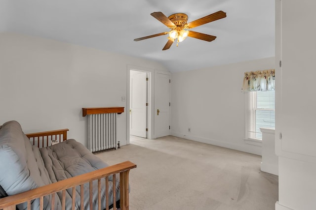 715 Ellery Ave, Jackson, MI 49202 - living area with vaulted ceiling, ceiling fan, and carpet floors