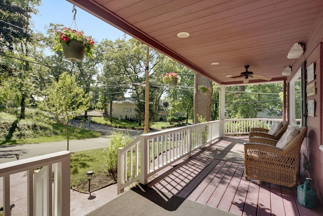 99 Tahoma Trl, New Buffalo, MI 49117 - wooden porch with a ceiling fan