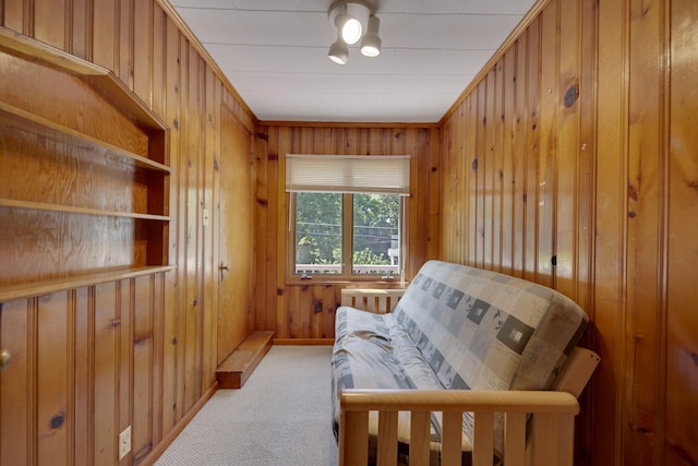 99 Tahoma Trl, New Buffalo, MI 49117 - living area with wooden walls and light colored carpet