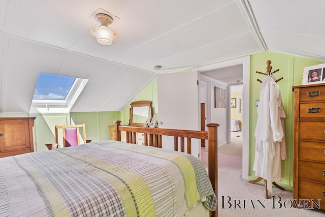 2625 Elmwood Dr, Pierson, MI 49339 - carpeted bedroom with vaulted ceiling and a skylight