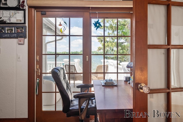 2625 Elmwood Dr, Pierson, MI 49339 - office area with a water view and plenty of natural light