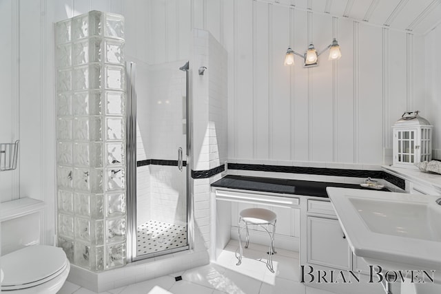 2625 Elmwood Dr, Pierson, MI 49339 - full bathroom featuring a shower stall and tile patterned flooring