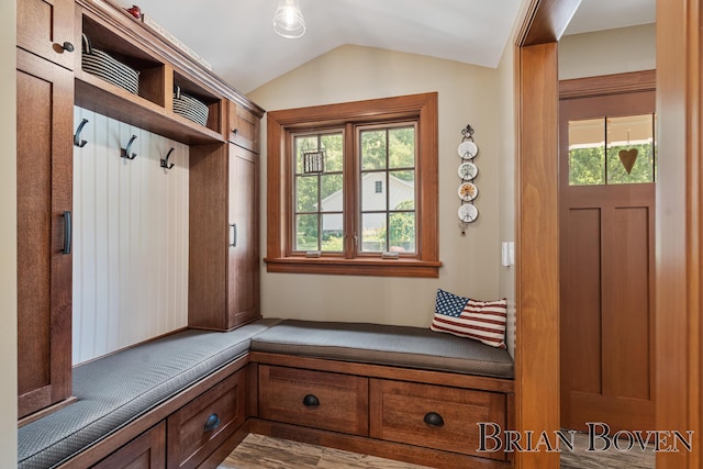 2625 Elmwood Dr, Pierson, MI 49339 - mudroom featuring healthy amount of natural light and lofted ceiling