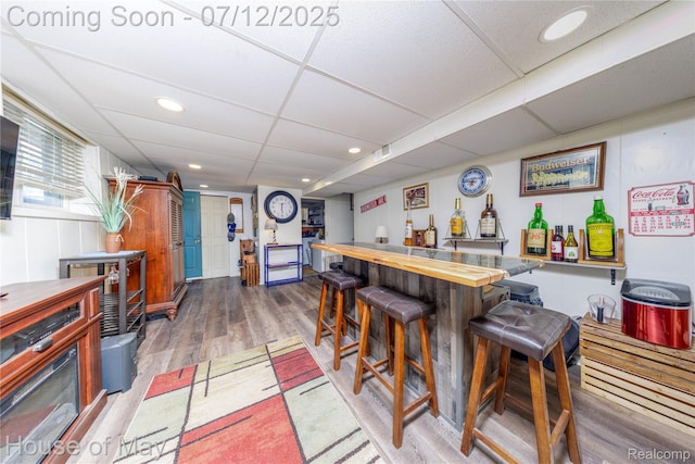 36827 Weideman, Clinton Township, MI 48035 - indoor dry bar with a paneled ceiling, wood finished floors, and recessed lighting
