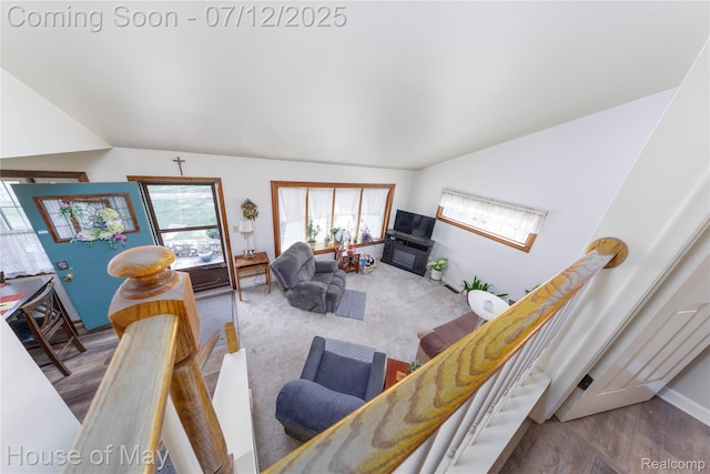 36827 Weideman, Clinton Township, MI 48035 - carpeted living area with plenty of natural light and vaulted ceiling
