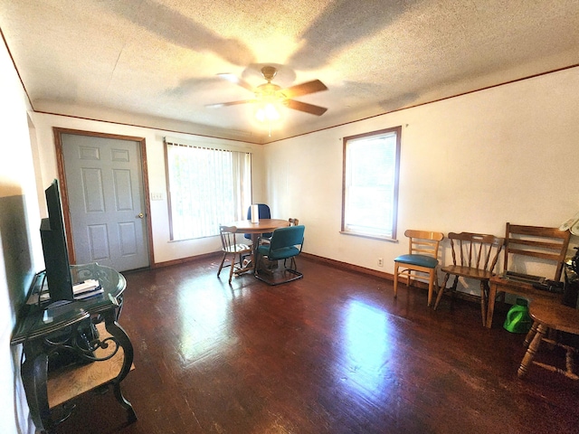 2258 Mckee Ave SW, Grand Rapids, MI 49503 - office featuring a textured ceiling, a ceiling fan, wood finished floors, and crown molding