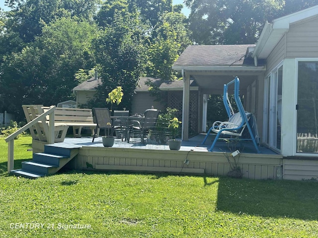 324 Pine St, Clio, MI 48420 - view of grassy yard with a deck