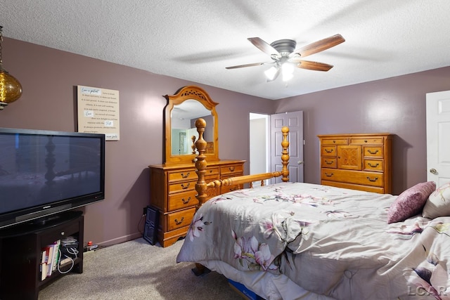 15858 Lelah Ln, Addison, MI 49220 - bedroom featuring carpet flooring, a textured ceiling, and ceiling fan