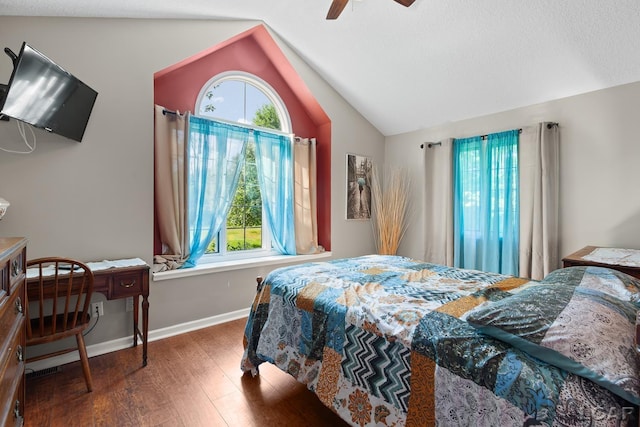 15858 Lelah Ln, Addison, MI 49220 - bedroom with wood finished floors, vaulted ceiling, and a ceiling fan