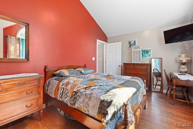 15858 Lelah Ln, Addison, MI 49220 - bedroom featuring lofted ceiling and wood finished floors