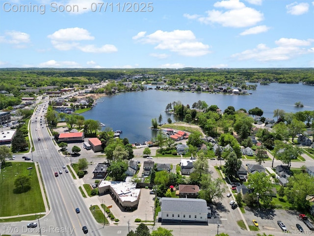30 Beebe St, Lake Orion, MI 48362 - aerial view of residential area with a large body of water and a major roadway