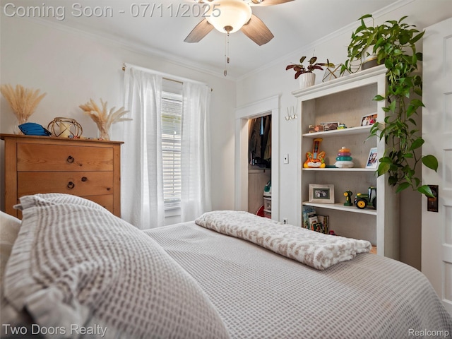 30 Beebe St, Lake Orion, MI 48362 - bedroom with ornamental molding and a ceiling fan