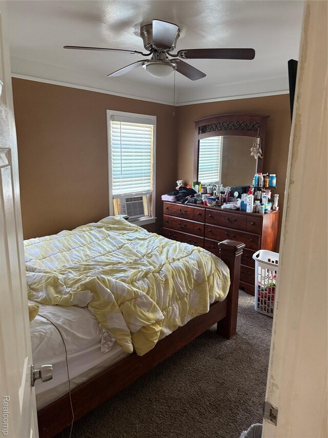 19361 Lindsay St, Detroit, MI 48235 - carpeted bedroom featuring cooling unit, ornamental molding, and a ceiling fan
