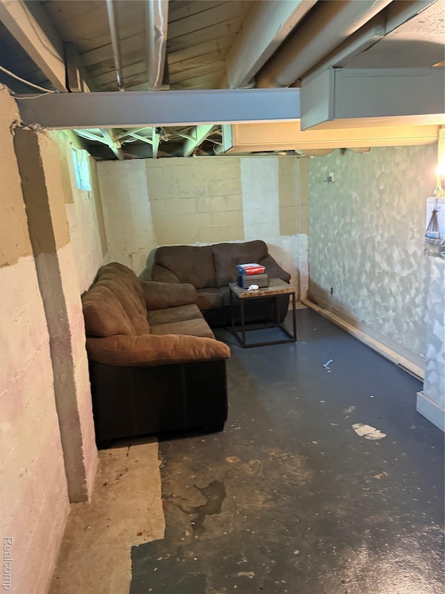 19361 Lindsay St, Detroit, MI 48235 - unfinished basement featuring concrete block wall
