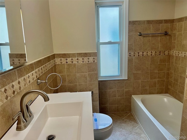 1992 Griffith Ave, Berkley, MI 48072 - full bathroom with tile walls, tile patterned flooring, and a wainscoted wall