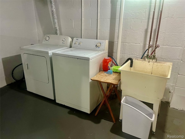 1992 Griffith Ave, Berkley, MI 48072 - washroom featuring washer and clothes dryer and concrete block wall