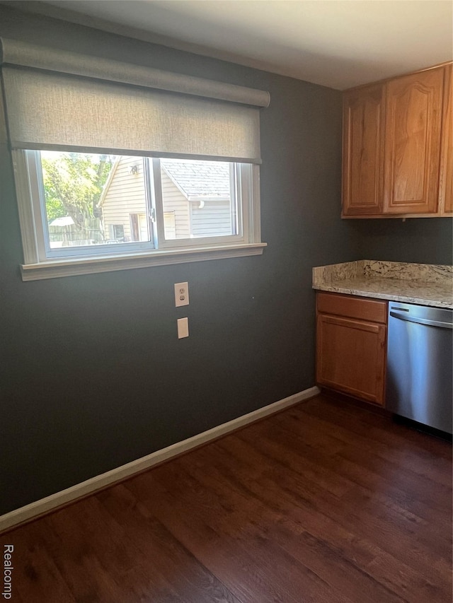 808 Lamay Ave, Ypsilanti, MI 48198 - kitchen with stainless steel dishwasher and dark wood-style flooring