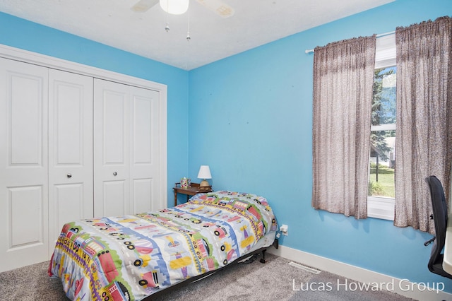 1003 Kusterer Dr NW, Grand Rapids, MI 49534 - carpeted bedroom with multiple windows, a closet, and a ceiling fan