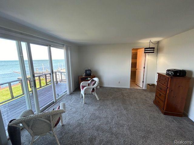 32241 N River Rd, Harrison Township, MI 48045 - sitting room featuring a water view and light colored carpet