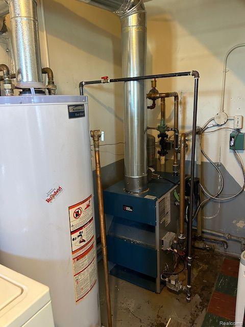 32241 N River Rd, Harrison Township, MI 48045 - utilities featuring water heater, a heating unit, and washer / dryer