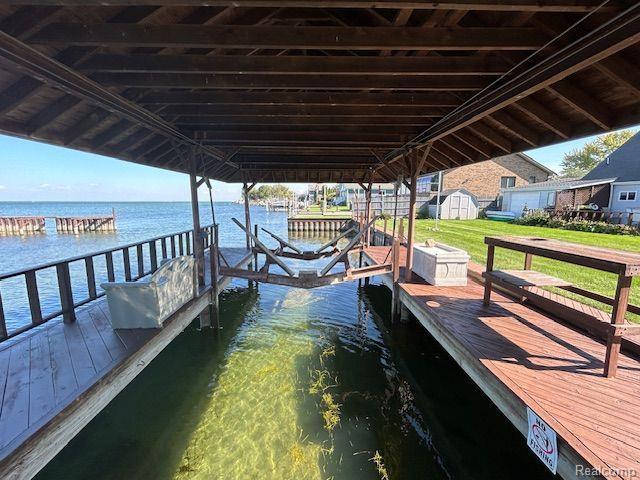 32241 N River Rd, Harrison Township, MI 48045 - dock with a water view and boat lift