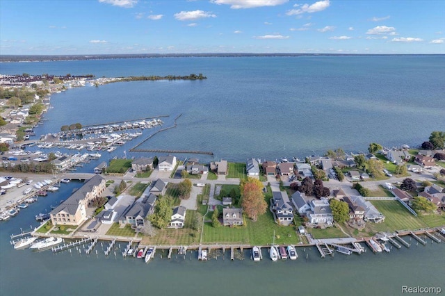 32241 N River Rd, Harrison Township, MI 48045 - aerial view of property and surrounding area with numerous boat docks and nearby suburban area