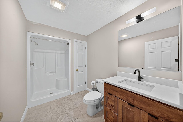 29750 Edwards Way, Niles, MI 49120 - bathroom with vanity, a shower, tile patterned flooring, and a textured ceiling
