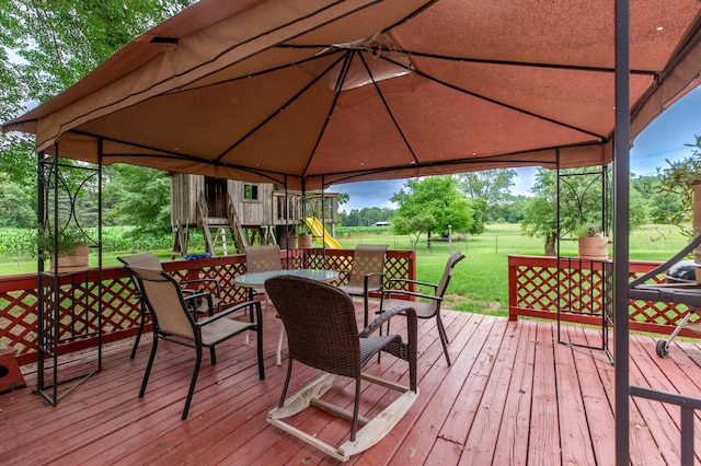 2314 Hand Rd, Niles, MI 49120 - deck featuring a playground, a yard, and a gazebo