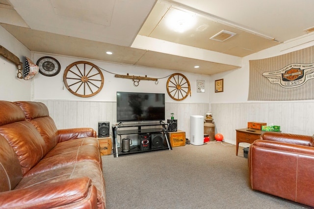 2314 Hand Rd, Niles, MI 49120 - carpeted living room featuring a wainscoted wall and recessed lighting