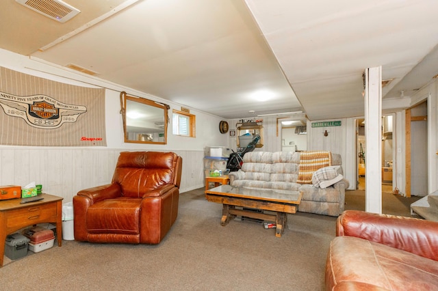 2314 Hand Rd, Niles, MI 49120 - living room featuring carpet flooring and wainscoting