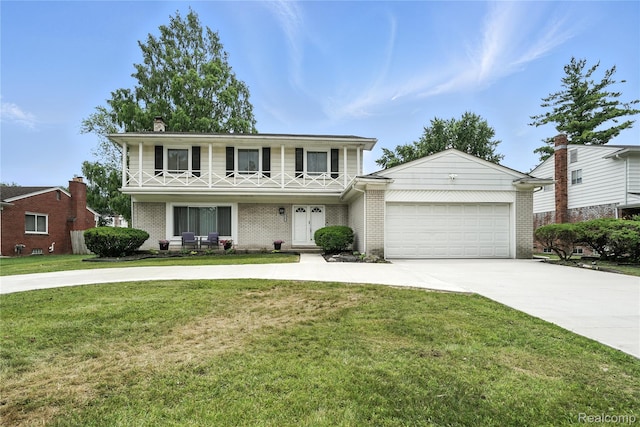 22679 Bell Brook St, Southfield, MI 48034 - traditional-style house with brick siding, concrete driveway, a garage, and a front lawn