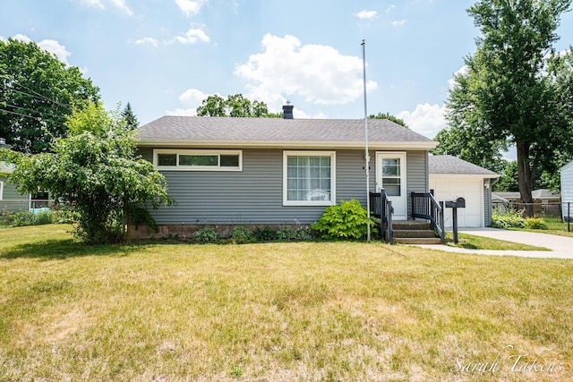 226 Elwell St SW, Grand Rapids, MI 49548 - view of front facade featuring a garage, a chimney, and concrete driveway