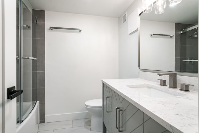 4046 Hillside Trl, New Buffalo, MI 49117 - full bath with vanity, shower / bath combination with glass door, and marble finish floors