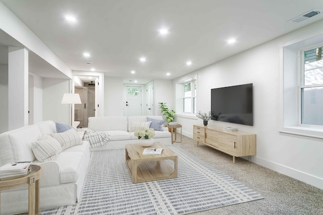 4046 Hillside Trl, New Buffalo, MI 49117 - living room featuring recessed lighting and carpet floors