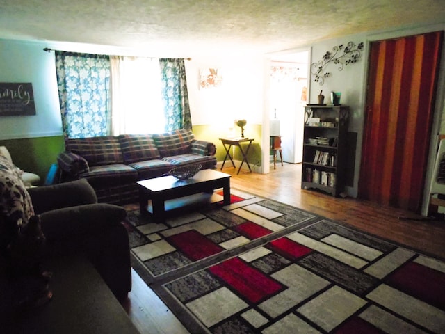 5294 Pinecrest, Prescott, MI 48756 - living area featuring wood finished floors and a textured ceiling