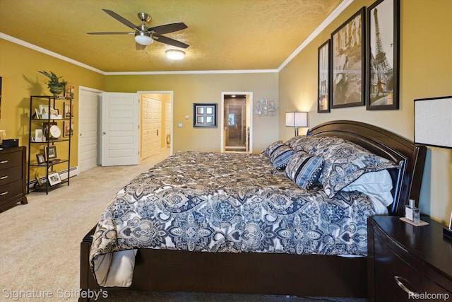 8641 Brettonwood Shores Rd, Rapid City, MI 49676 - bedroom featuring carpet flooring, ornamental molding, and a ceiling fan