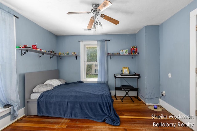803 S Hanover St, Hastings, MI 49058 - bedroom featuring wood finished floors and a ceiling fan