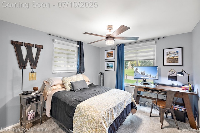5021 Paula Ave, Clarkston, MI 48346 - bedroom with carpet flooring, a desk, and a ceiling fan
