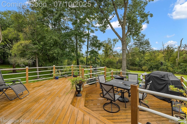 5021 Paula Ave, Clarkston, MI 48346 - wooden deck featuring outdoor dining space