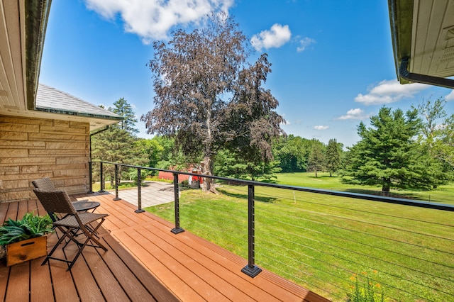 3017 Niles Buchanan Rd, Buchanan, MI 49107 - wooden deck with a yard and view of scattered trees