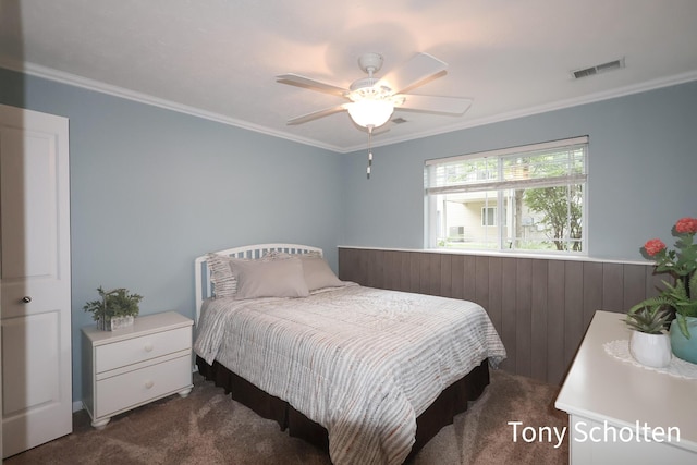 2956 Pebblestone Dr Unit 47, Hudsonville, MI 49426 - carpeted bedroom featuring ornamental molding and a ceiling fan